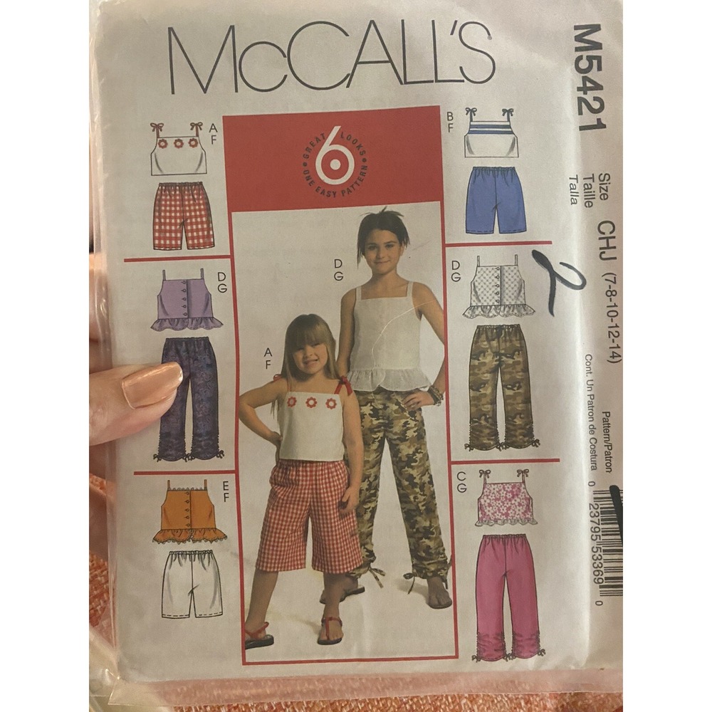 2007 McCalls Girls Sewing Pattern 5421 Size 7-14 Uncut Tops Shorts Pants